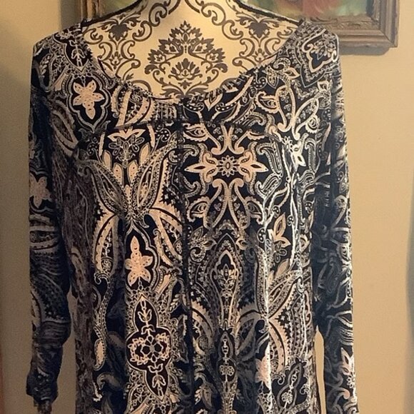 PM21~ Jones & Co JONES NEW YORK 3/4 Sleeve Pullover Top 1X Like New - Picture 1 of 3